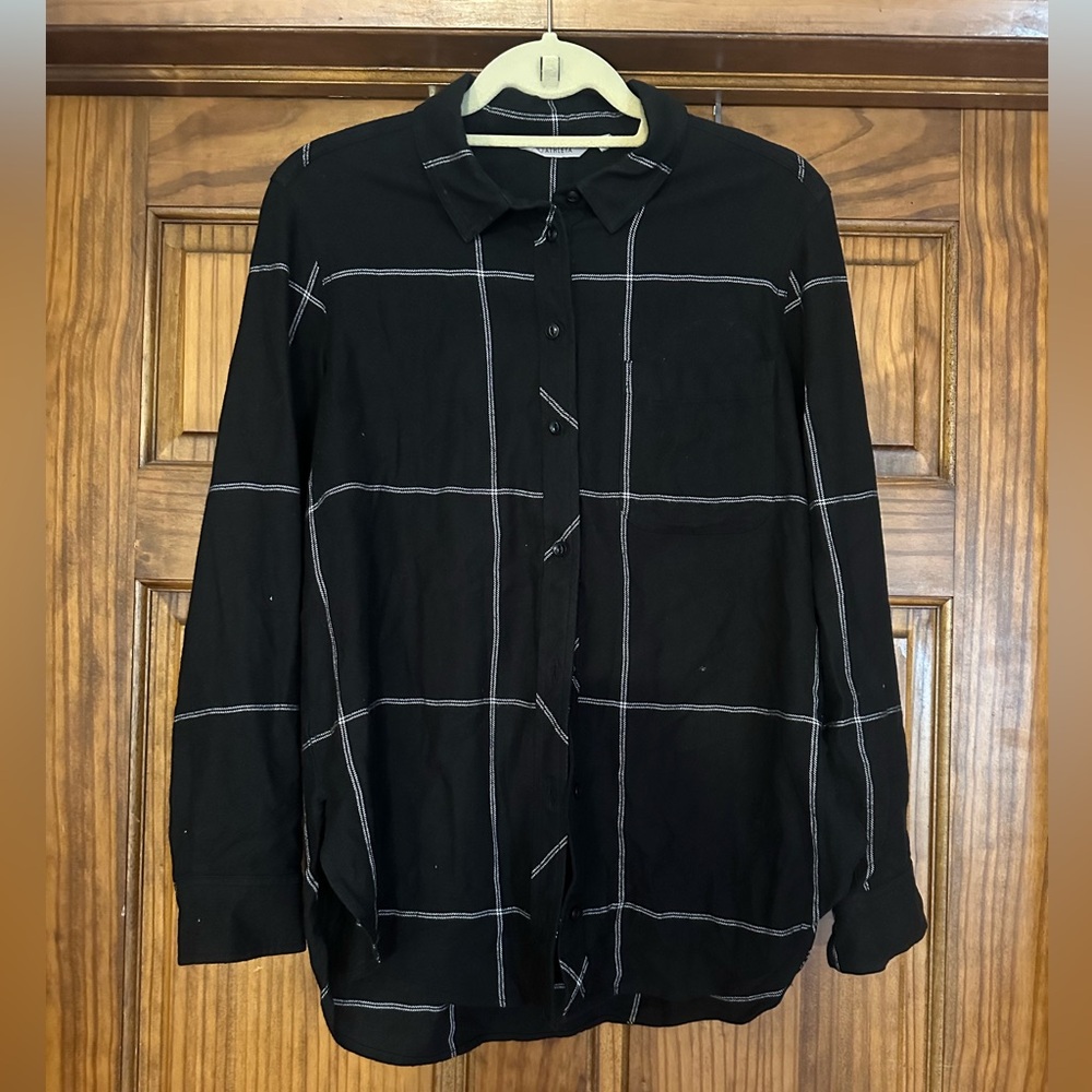 Athleta Black Plaid Shirt